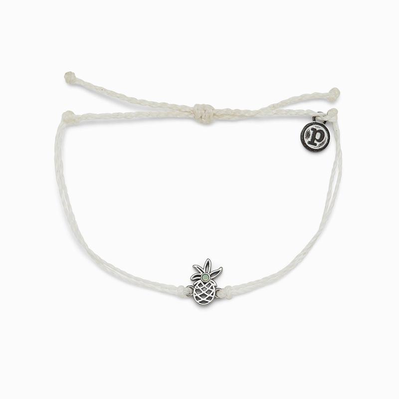 Pura Vida Open Pineapple Charm Bracelet - White Siilver Charm Jewelry