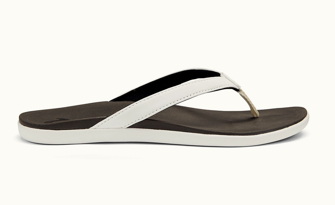 Olukai Ho'opio Women's Sandals - White/ Black Womens Footwear