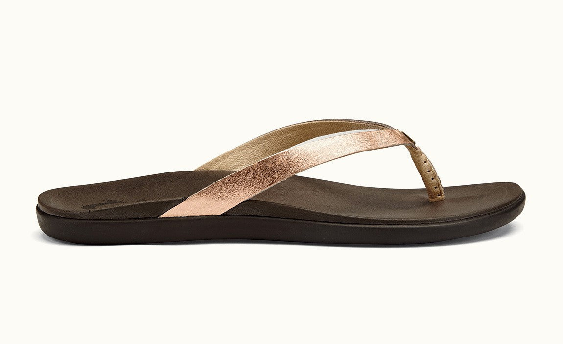 Olukai Ho'opio Leather Women's Sandal - Copper/ Dark Java Womens Footwear
