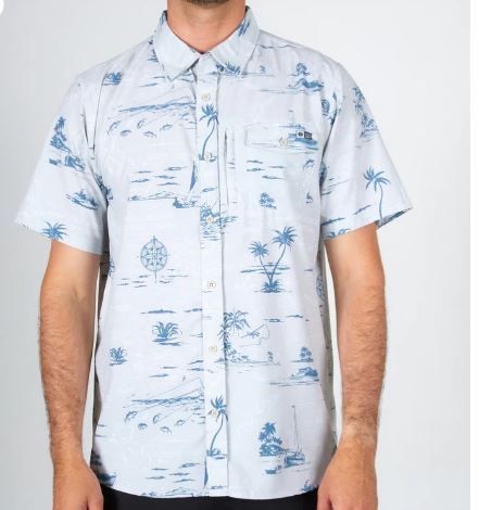 Salty Crew Seafarer UV Tech Woven Mens Shirt - Grey Mens Woven Shirt