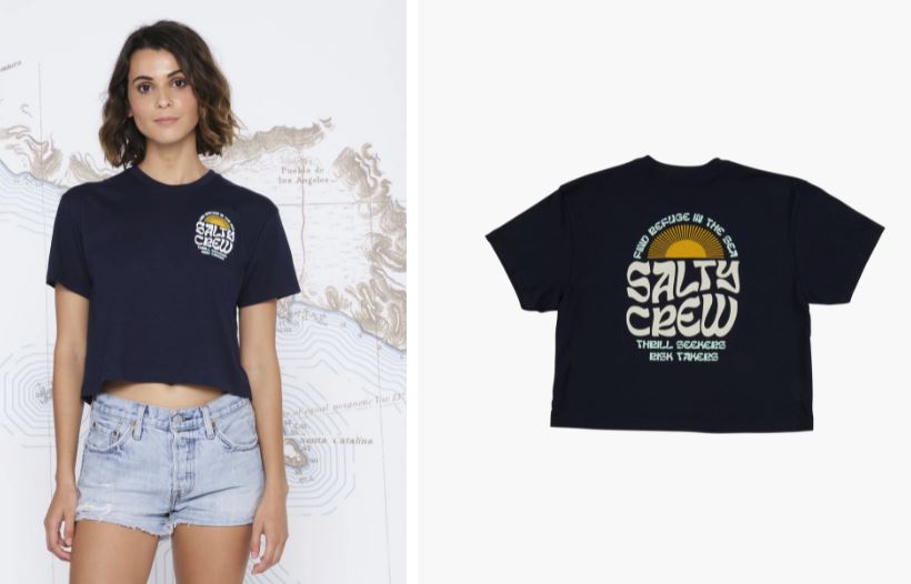 Salty Crew Sunrise Skimmer Womans Crop Tee- Navy Womens Top