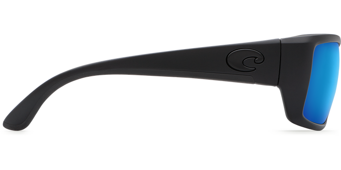 COSTA Fantail Matte Blackout Blue Mirror 580P Polarized Sunglasses Lens Black Logo Sunglasses