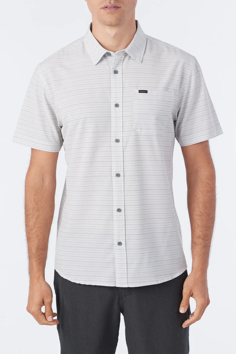 Oneill Trvlr traverse Stripe Button Down UPF 50+ Shirt - FOG Mens Shirt