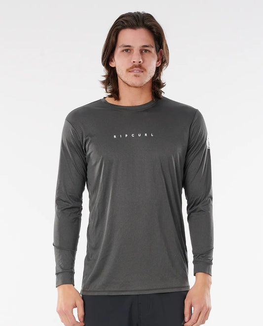 Rip Curl Dawn Patrol LS UV Rash Shirt - Marle Rashguard Sun Protection Black Marle