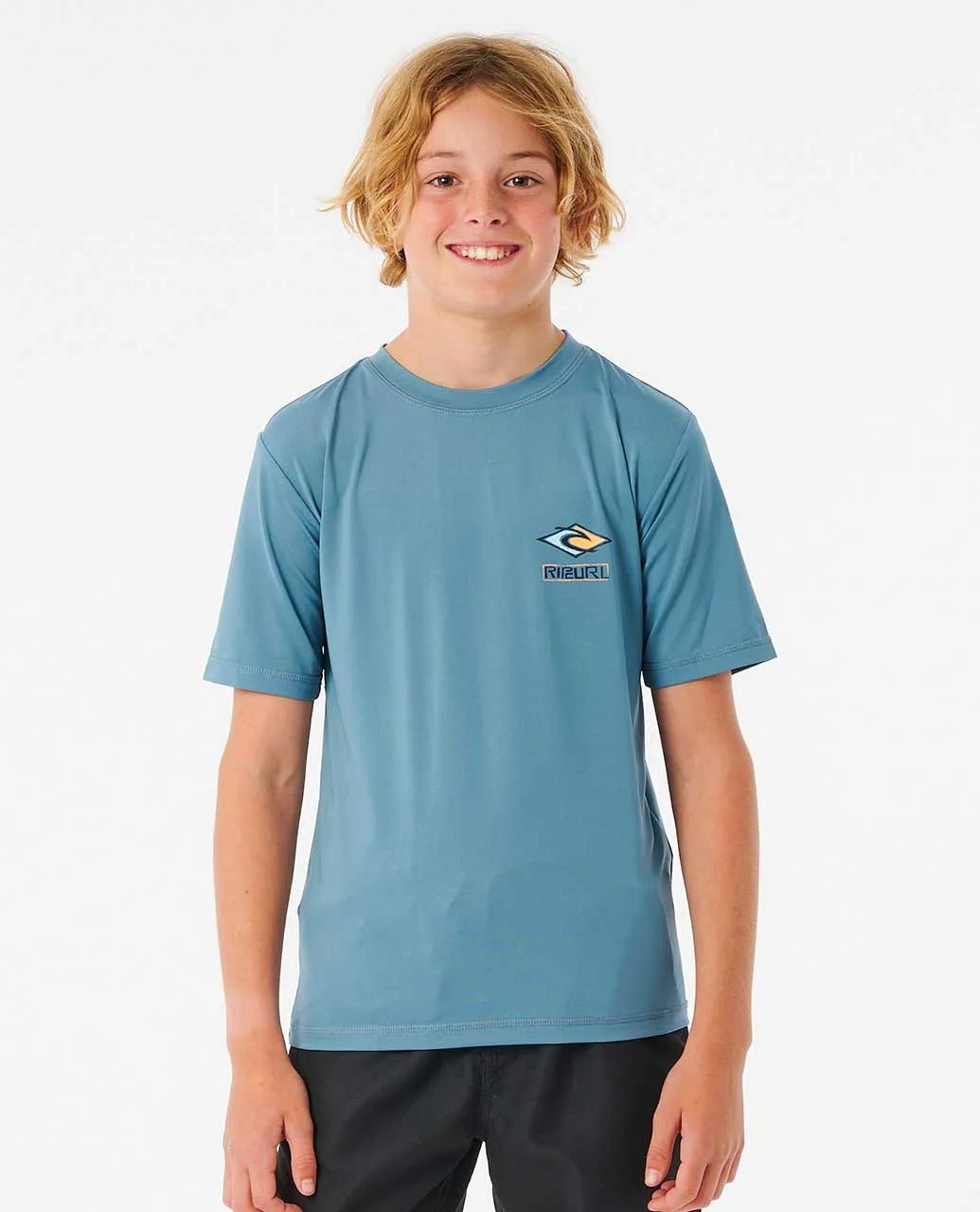 Ripcurl Boys Tube Head Short Sleeve UV Tee - Dusty Blue boys rashguard