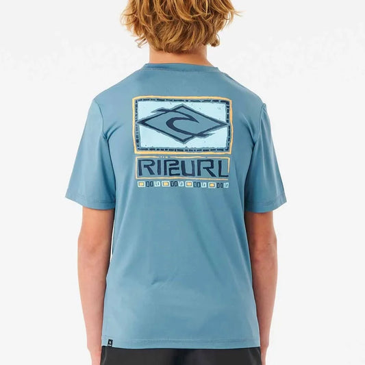 Ripcurl Boys Tube Head Short Sleeve UV Tee - Dusty Blue boys rashguard