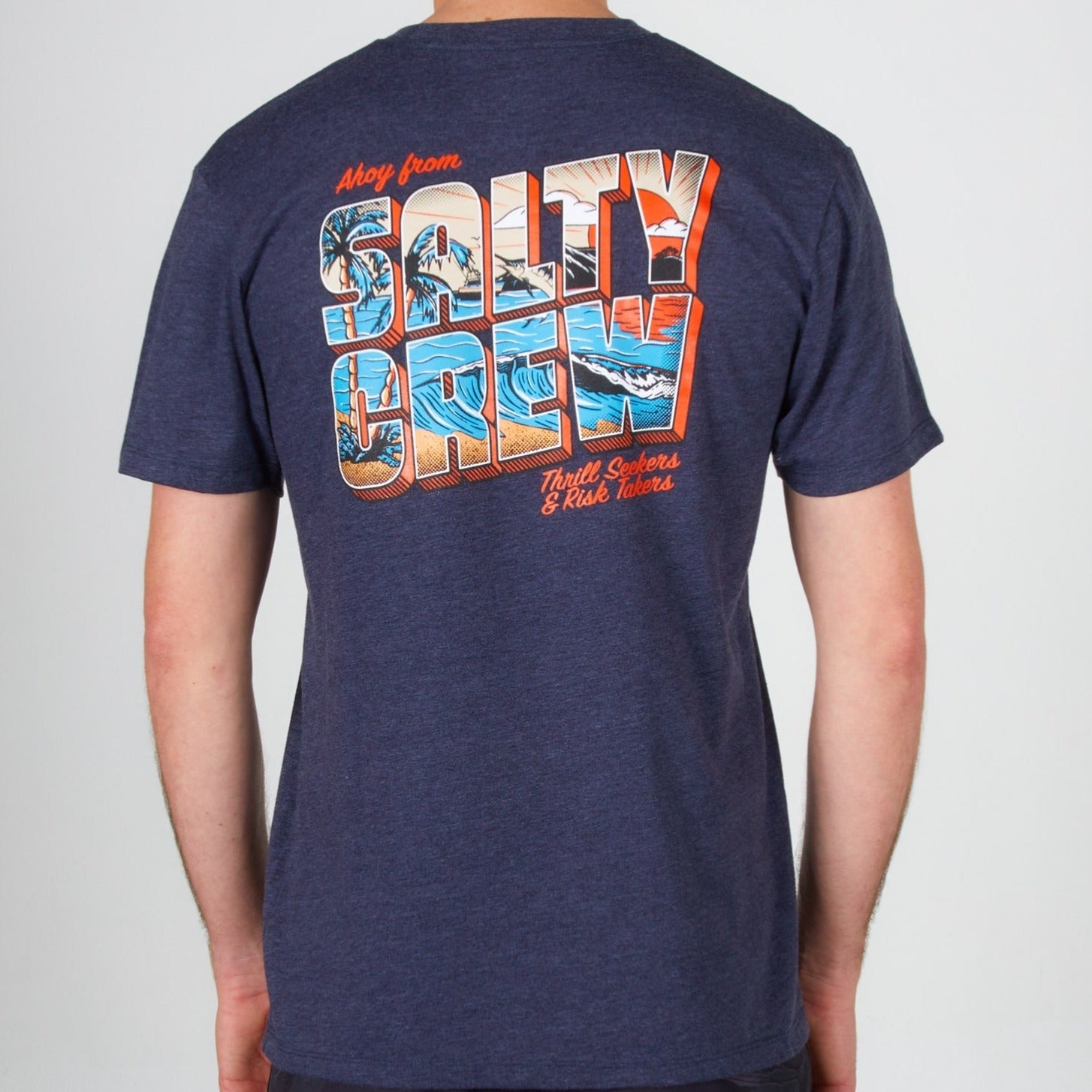 Salty Crew Greetings Premium Tee Shirt - Navy Heather Mens T Shirt