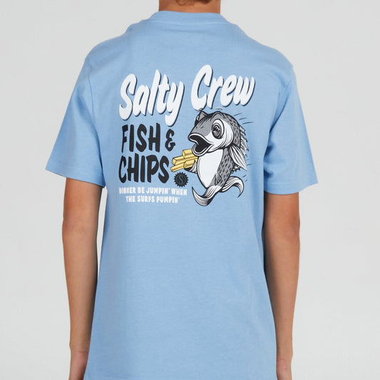 Salty Crew Fish and Chips Boys S/s Tee - Light Blue Boys T Shirt