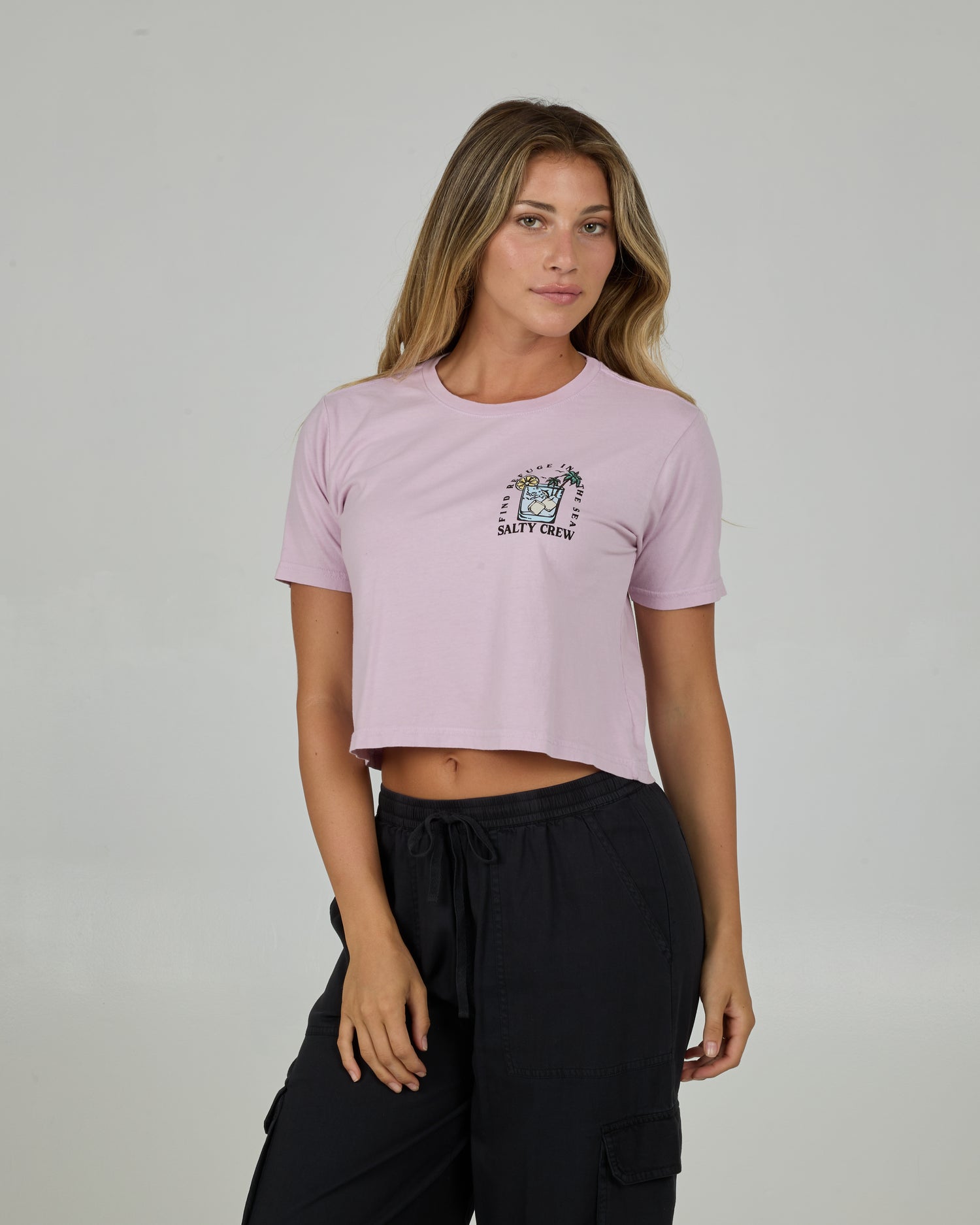 Salty Crew Ocean Spray Women's Crop T Shirt - Pale Orchid Womens T Shirt