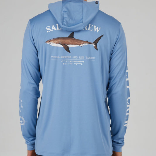 Salty Crew Bruce Hooded Tech UPF 50+ - Marine Blue Rashguard Sun Protection
