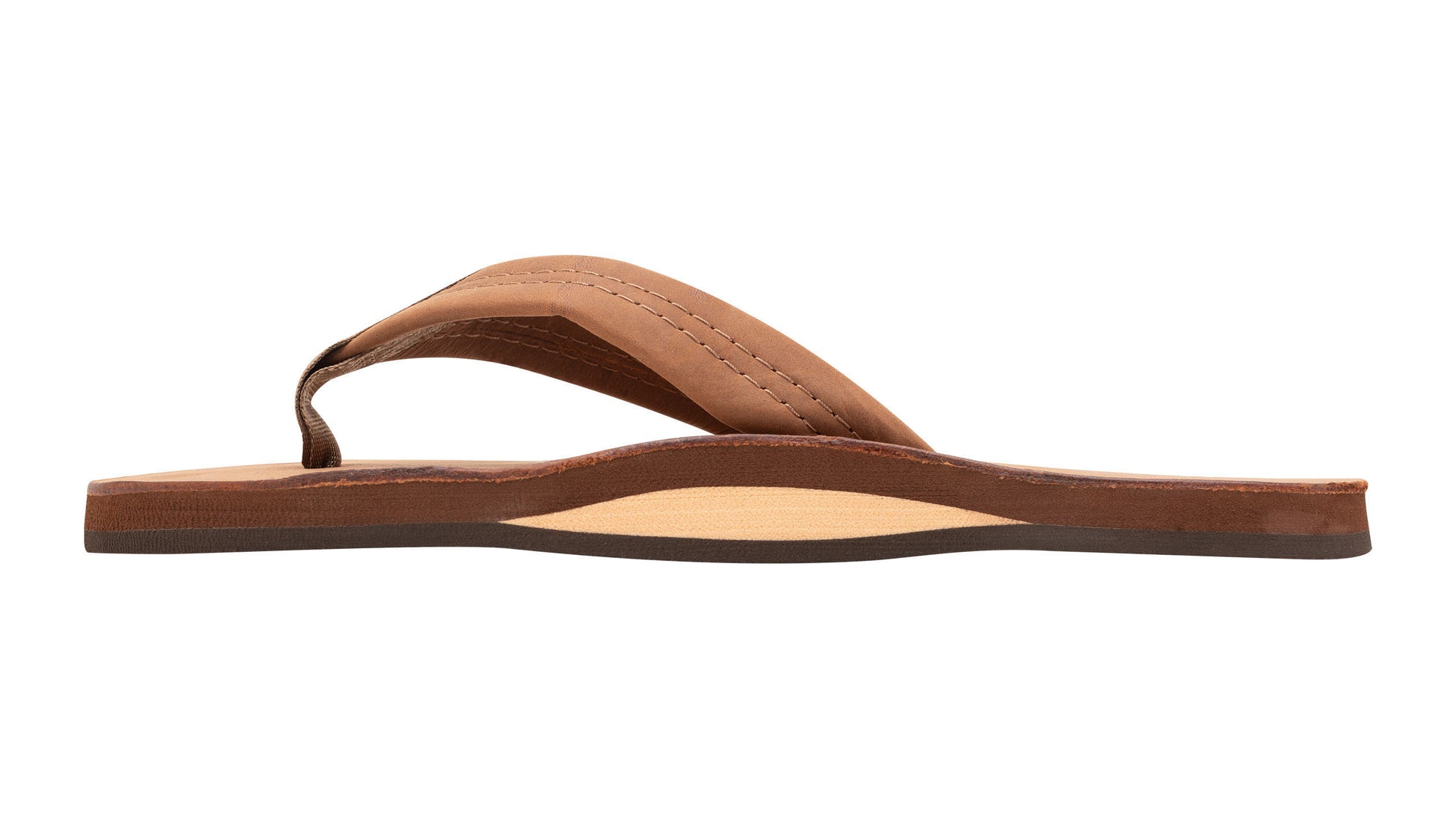 Rainbow Sandals Men's Redwood Brown Leather Single Layer Arch Flip Flops Mens Footwear