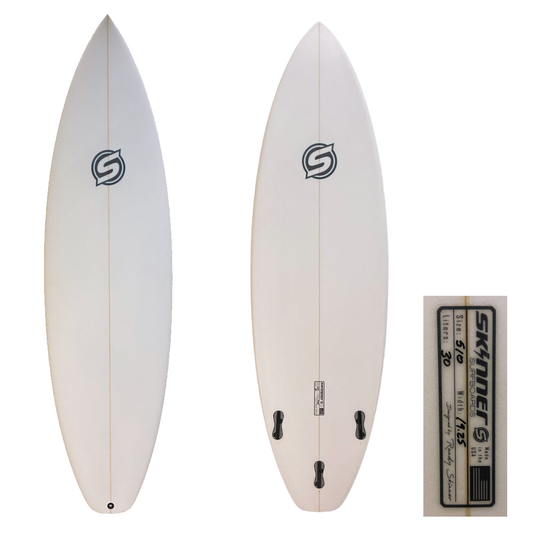 Skinner 5'10 x 19.25 Hyper Drive Epoxy Shortboard 3 Fin FCS II 30L Surfboard