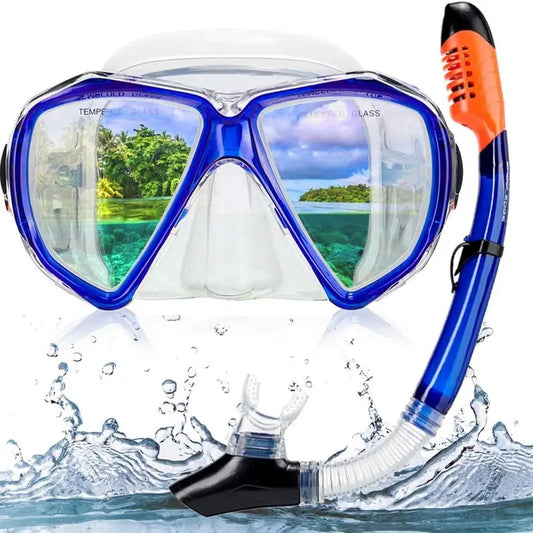 Mask and Snorkel Combo Kit Adult Size - Blue Pink snorkel