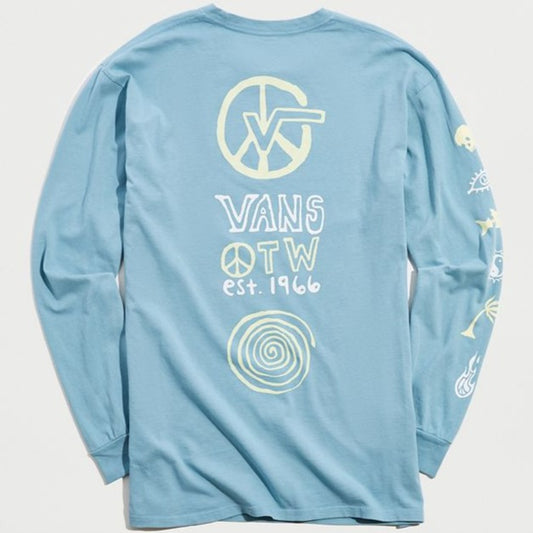 Vans Jank Ditsy Longsleeve Tee Shirt - Dusty Blue