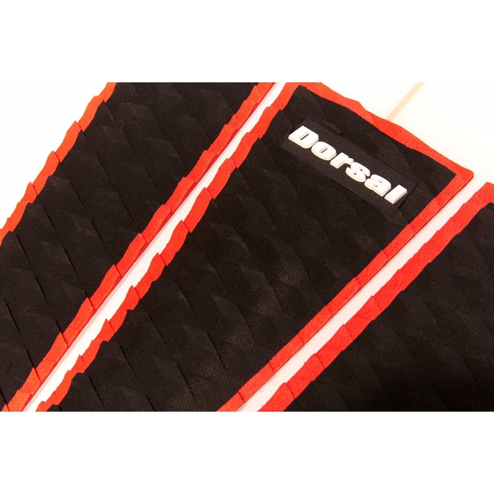 DORSAL Three 3 Piece EVA Surfboard Deck Traction Pads with Kicker Tail for Stomp Skimboards, Surf Boards, Fish Board, Funboard Black/Blue/Red Traction Pads
