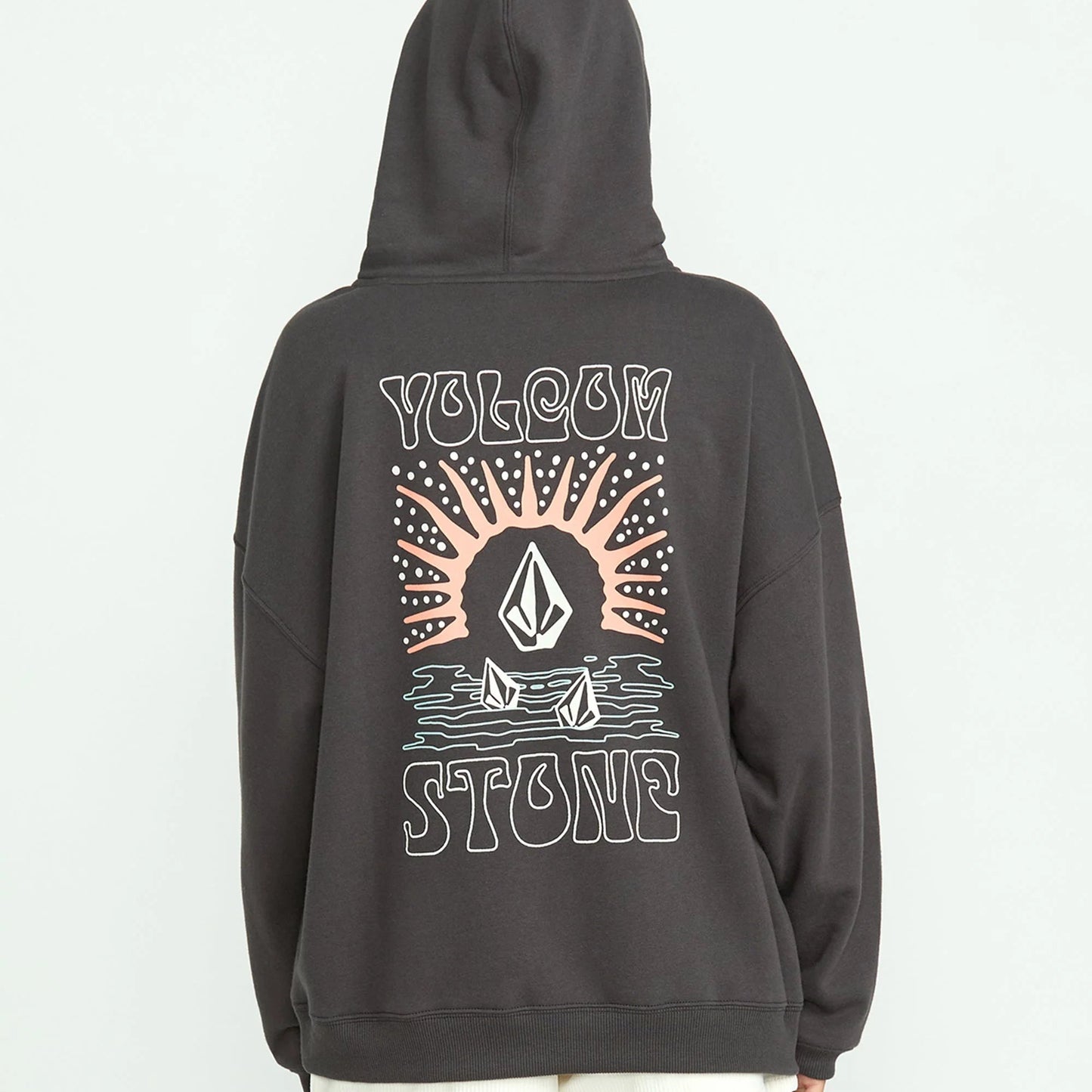 Volcom Women's Stone Art Soft Pullover Hoodie - Washed Black womens hoodie