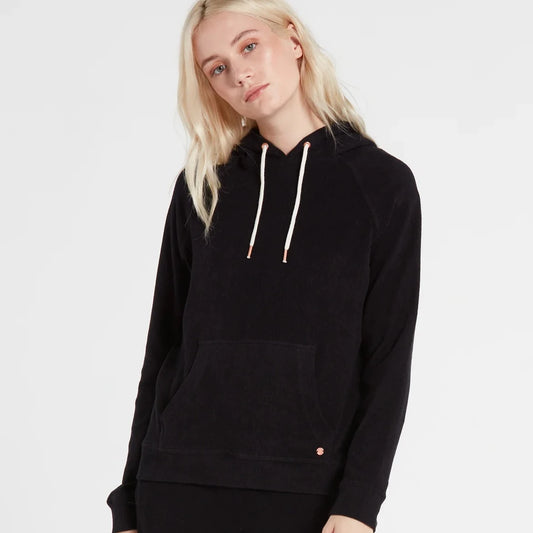 Volcom Women's LIL Lived in Lounge Pullover Hoodie - Black womens hoodie