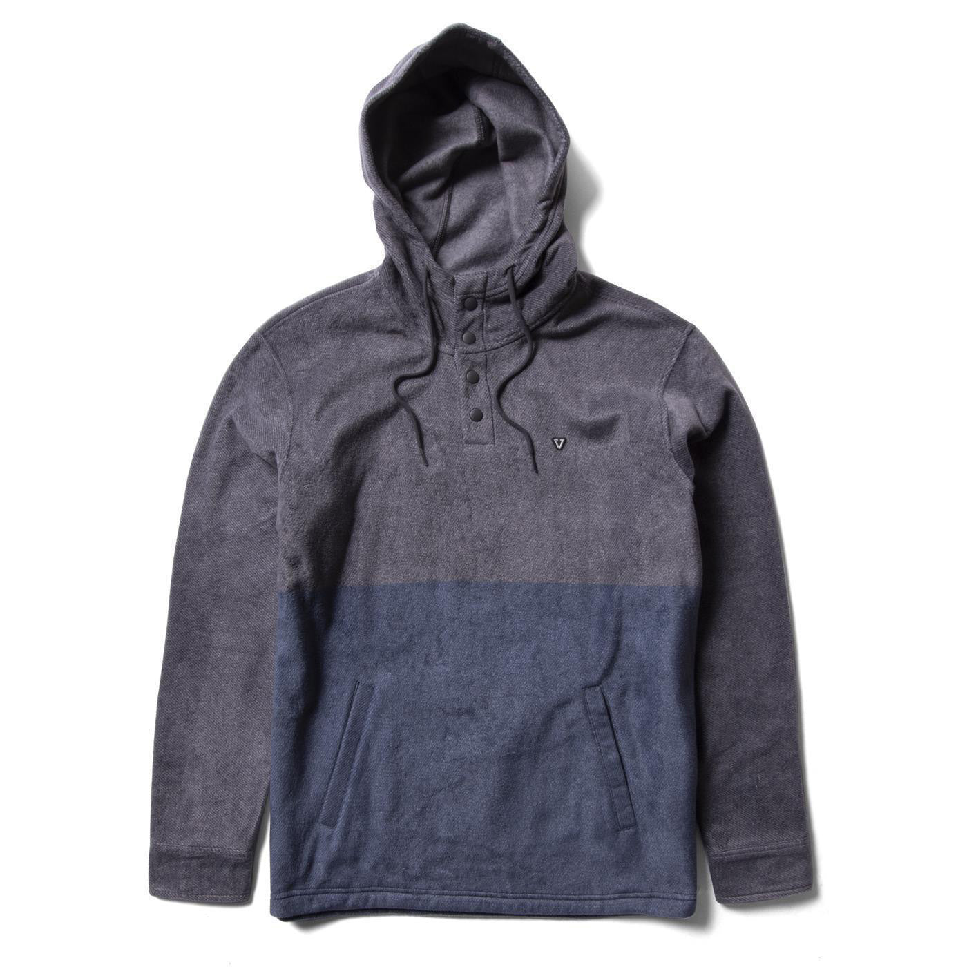 Vissla Eco-Zy Polar Fleece Hooded Popover - Steel Grey mens jacket