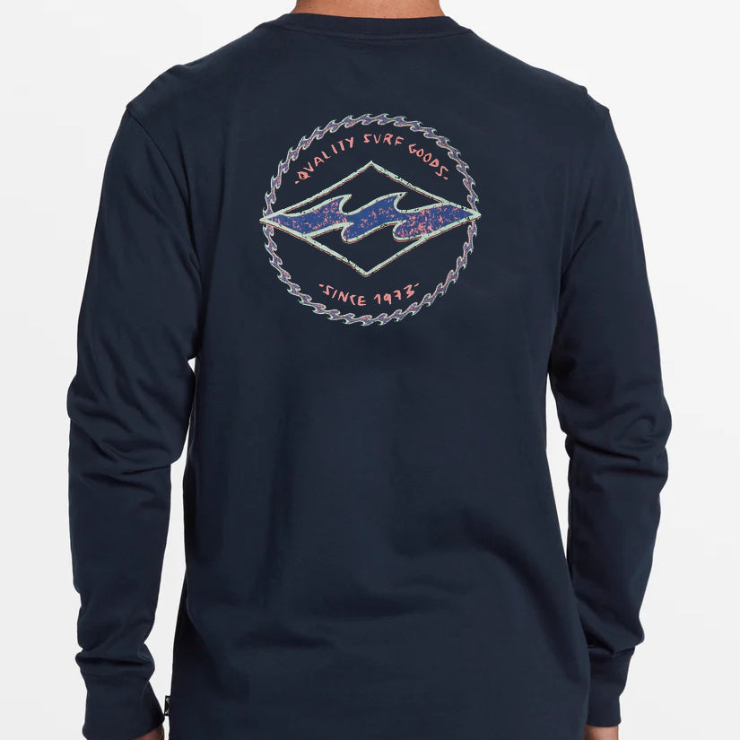 Billabong Rotor Diamond Longsleeve Tee Shirt - Navy Mens Longsleeve Tee