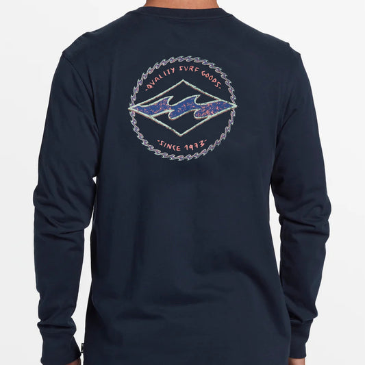 Billabong Rotor Diamond Longsleeve Tee Shirt - Navy Mens Longsleeve Tee