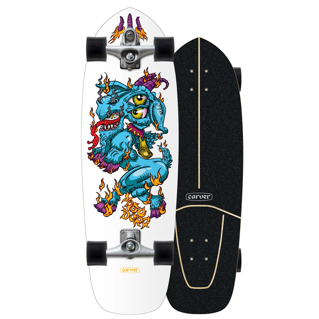 Carver C7 Raw Yago Dora Fire Goat 30.75" White Complete Skateboard Complete Skateboard