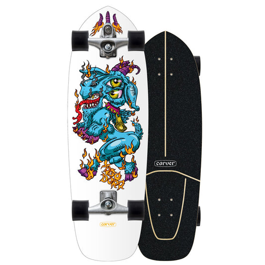 Carver C7 Raw Yago Dora Fire Goat 30.75" White Complete Skateboard Complete Skateboard