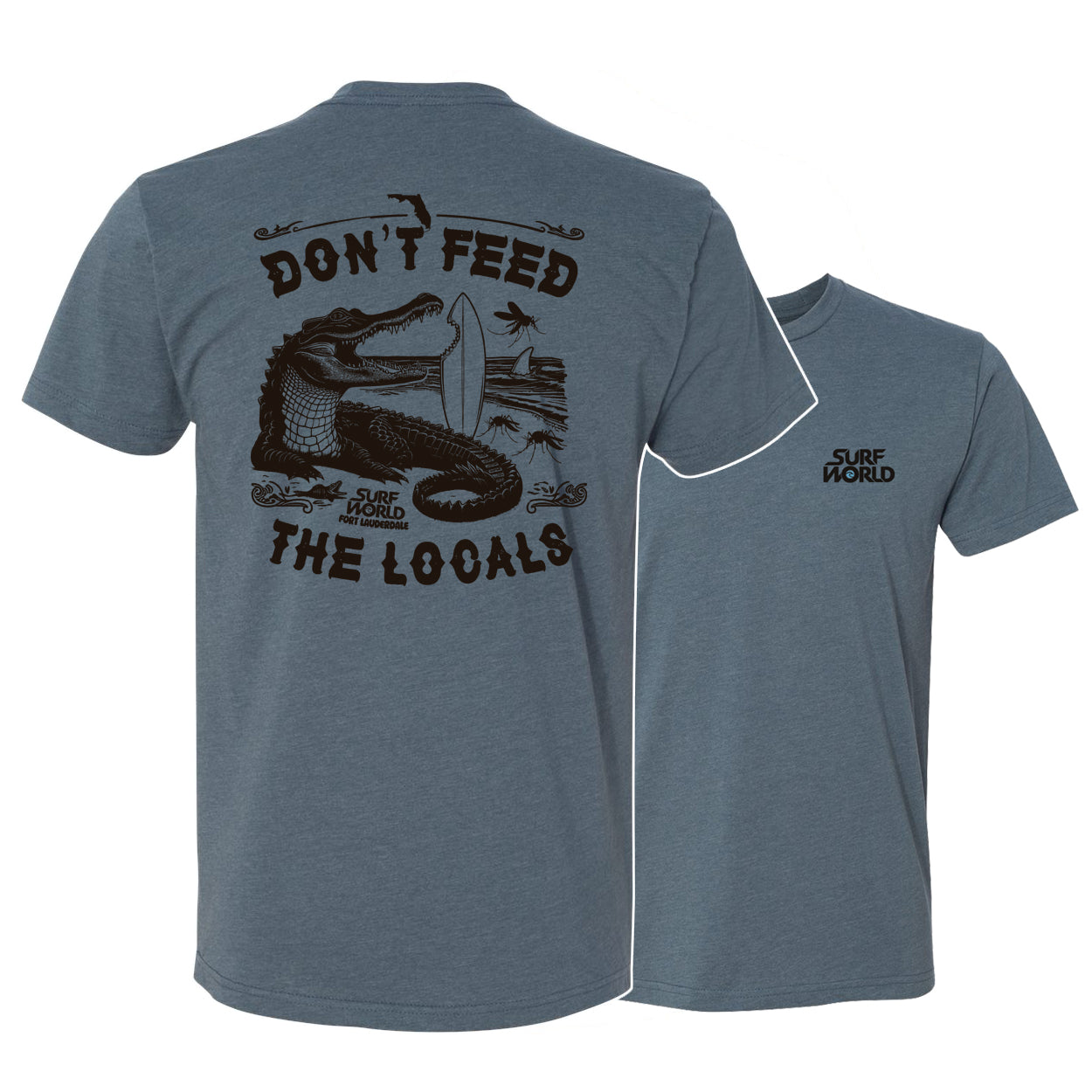 Surf World Don't Feed The Locals T-Shirt - Heather Slate Mens T Shirt