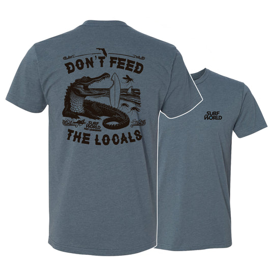 Surf World Don't Feed The Locals T-Shirt - Heather Slate Mens T Shirt
