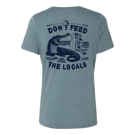 Surf World Don't Feed The Locals Women's Tee - Heather Slate Womens T Shirt