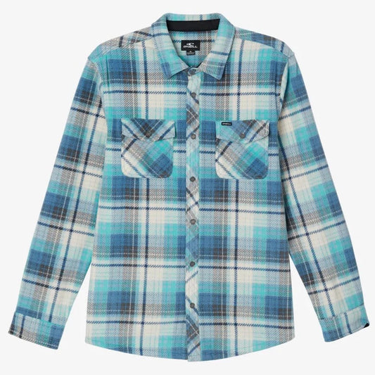 Oneill Glacier Superfleece Flannel Shirt Jacket - Scrub Blue Mens Shirt