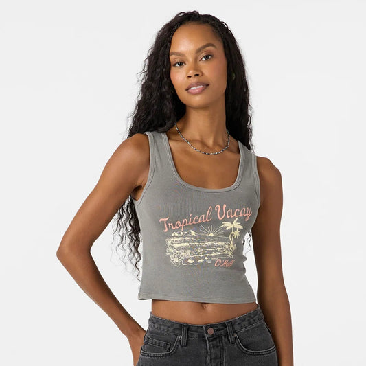 Oneill Tropical Vacay Women's Sleeveless Tank Top - Grey Womens Top
