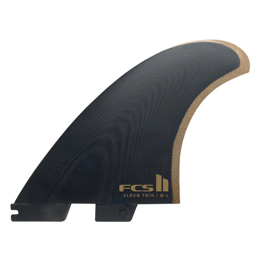 FCS II Album Twin Fins with mini Trailer- Black Gold Fins