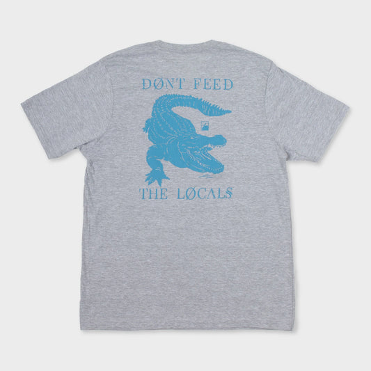 Flomotion Don't feed the locals OG Gator Tee Shirt - Heather Grey Mens T Shirt