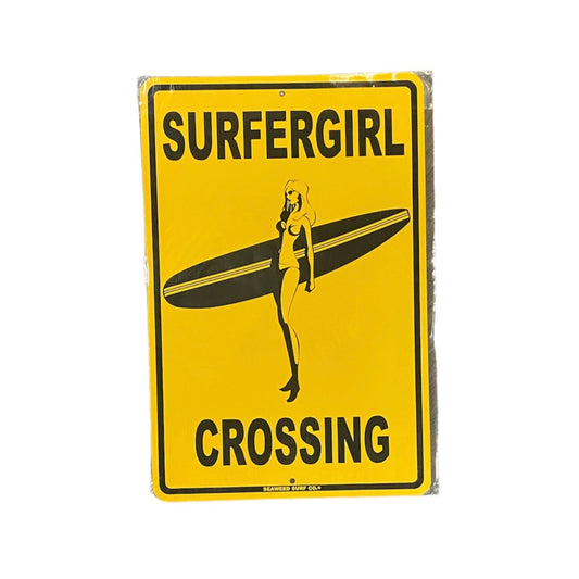 Surfer Girl Crossing Metal Street Sign Sign