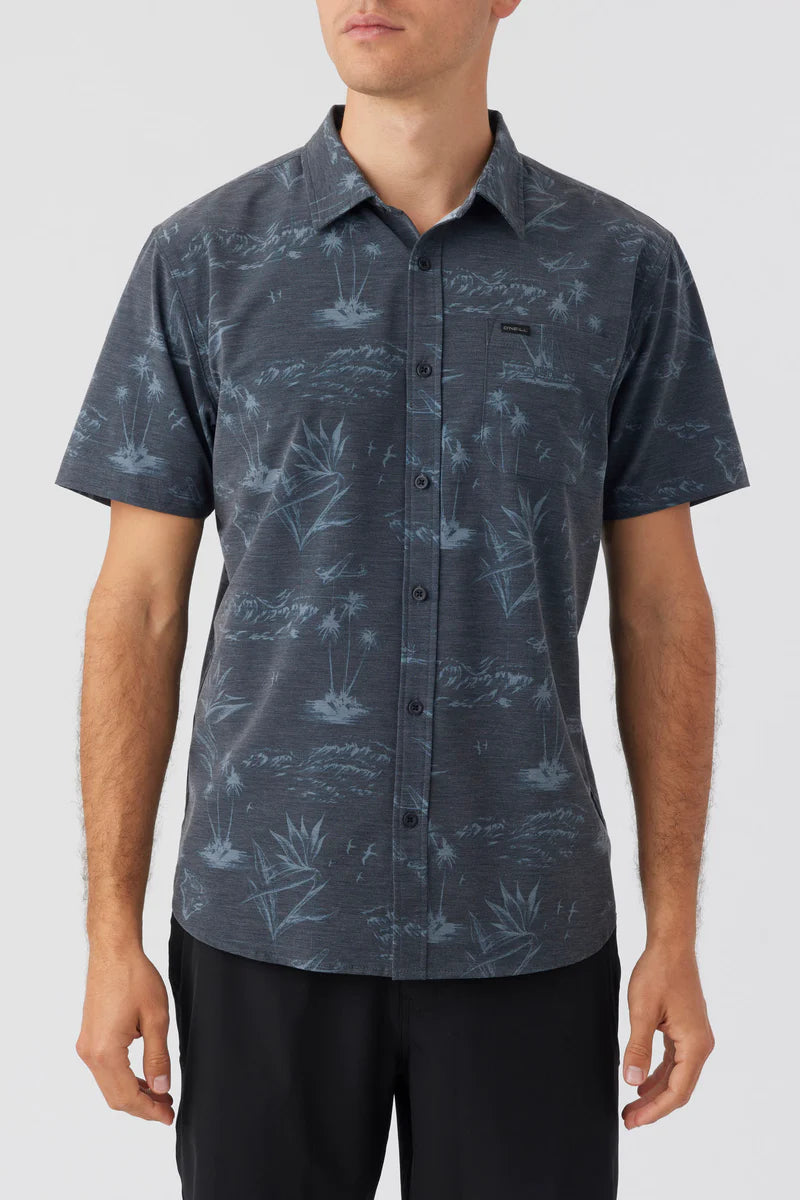Oneill Trvlr Traverse UPF Button Down Shirt - Black Hawaii Mens Woven Shirt