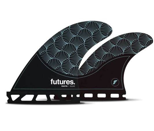Futures Rasta HC Quad Surfboard Fins - Black Teal Fins