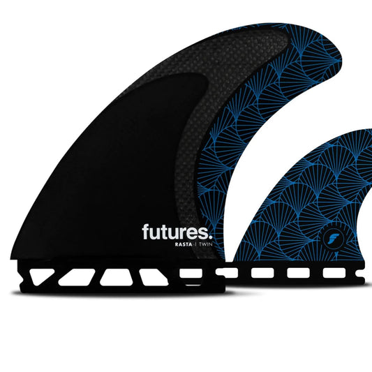 Futures Rasta Twin + 1 Fins - Black Carbon Blue Fins