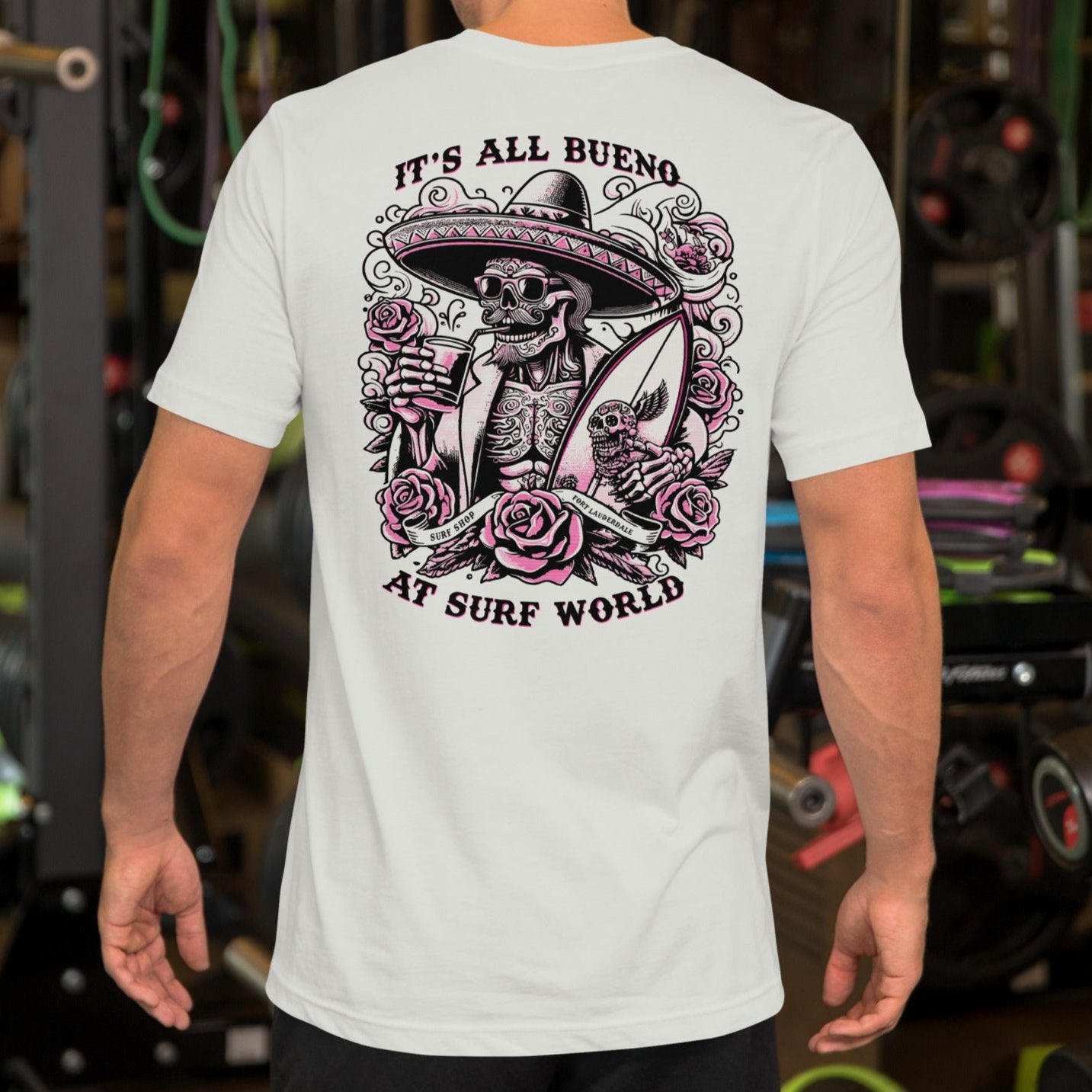 It's All Bueno at Surf World Tee Unisex t-shirt Mens T Shirt Silver