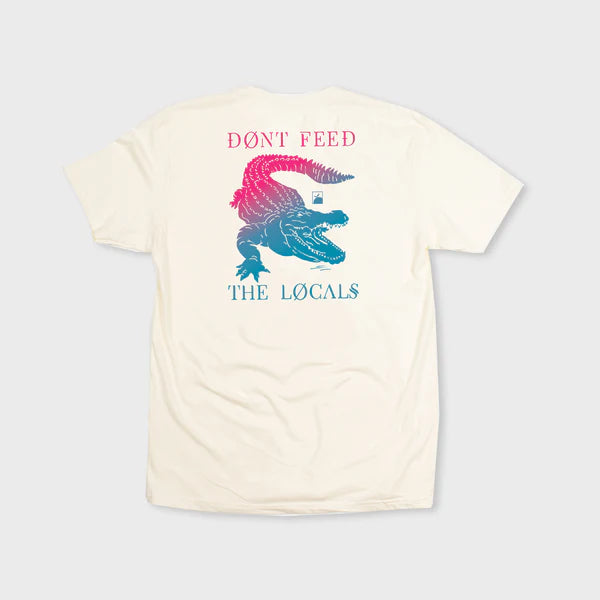 Flomotion Don't feed the locals OG Gator Tee Shirt - Natural Mens T Shirt