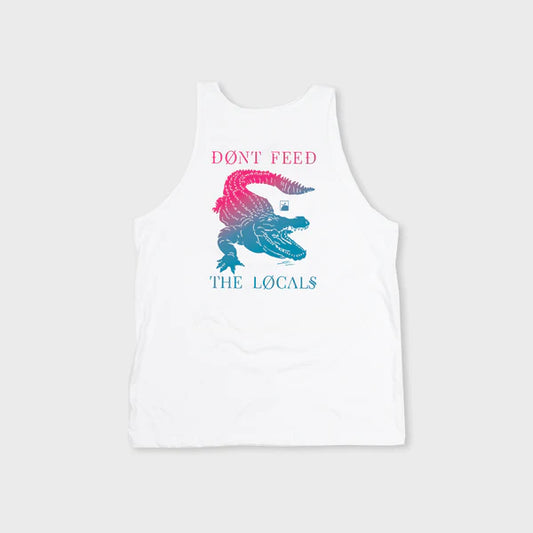 Flomotion Don't feed the locals OG Gator Tank Top - White Mens T Shirt