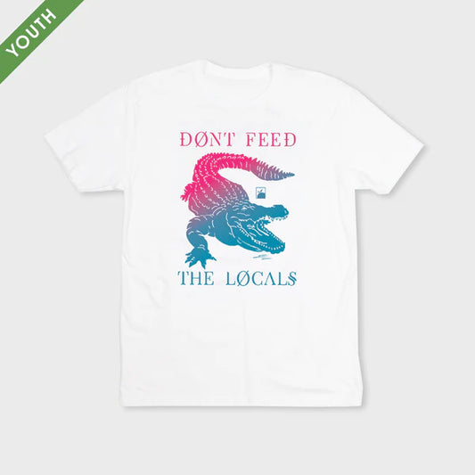 Flomotion Youth Don't feed the locals OG Gator Tee Shirt - White Boys T Shirt