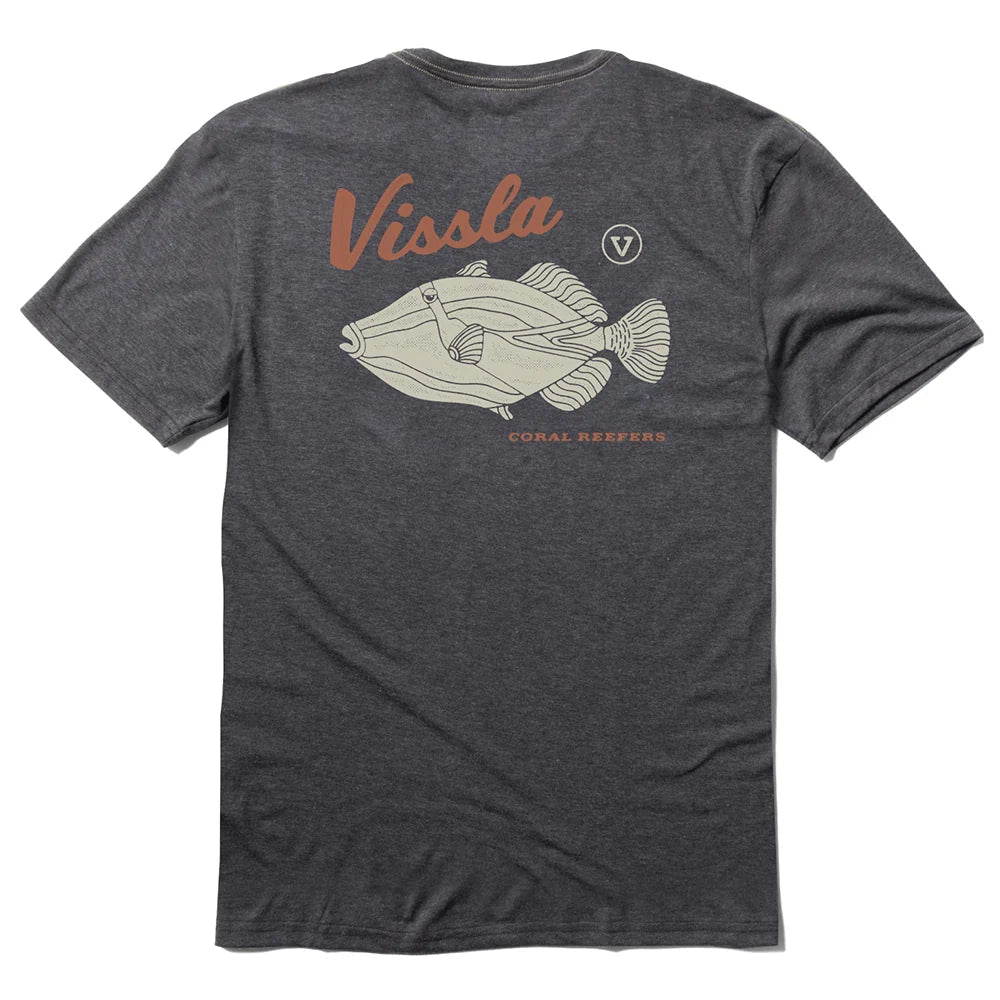 Vissla Reefer COMP LITE ECO PERFORMANCE TEE - Heather Black - Heather Blue Mens T Shirt