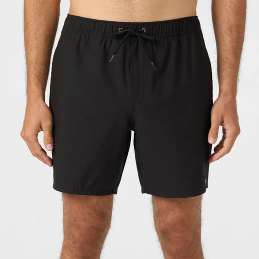 ONeill Lennox Hermosa Solid Volley Elastic Short 17" - Black Mens Boardshorts