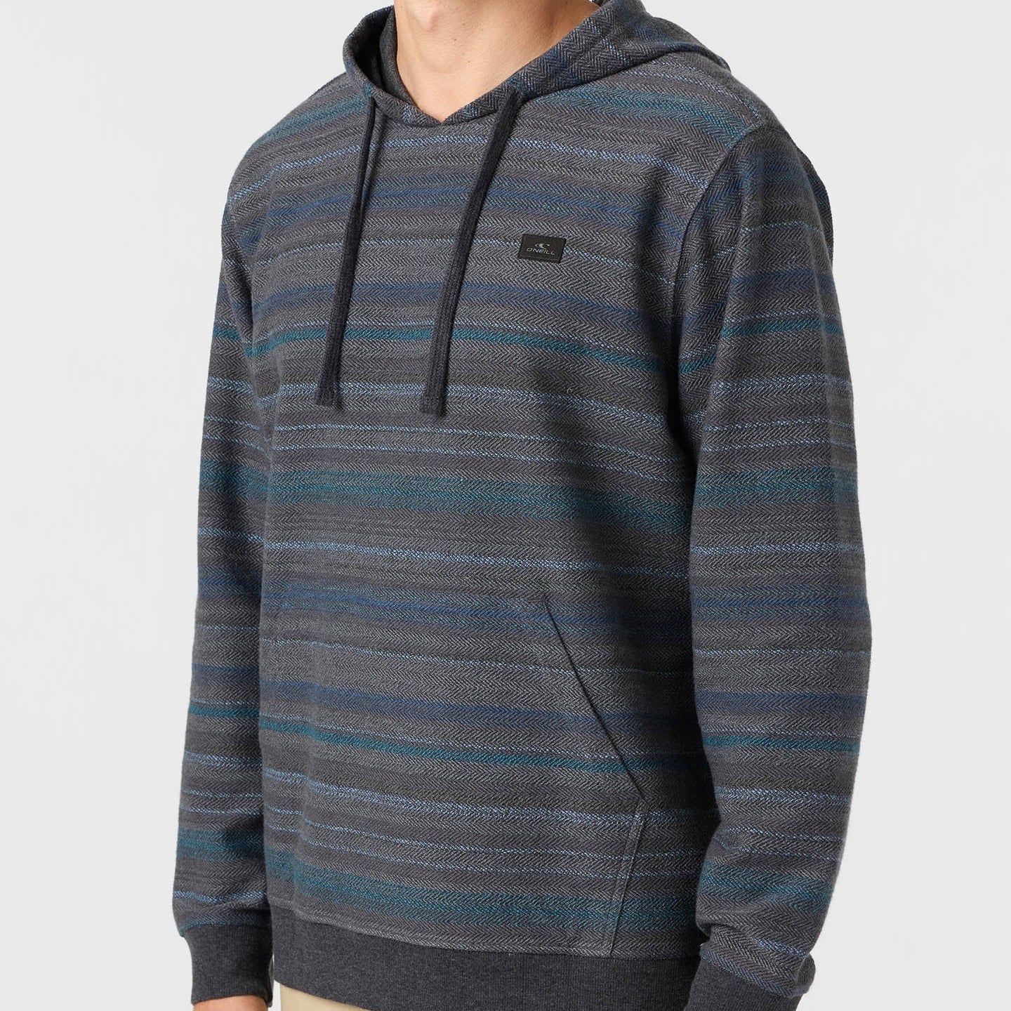 Oneill Bavaro Stripe Hooded Pullover Terry - Black mens hoodie