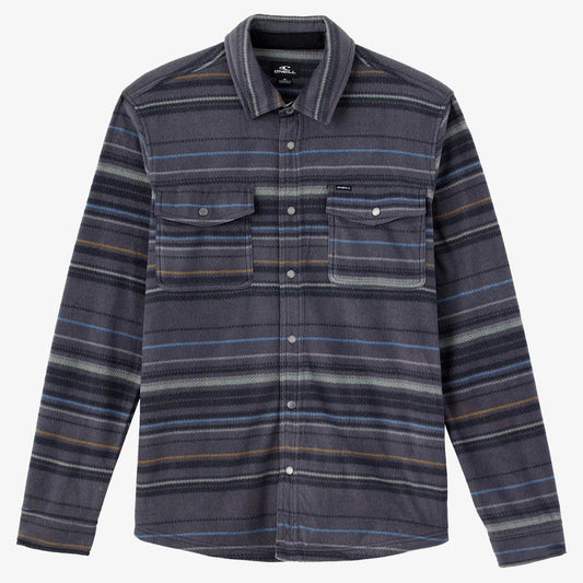 Oneill Glacier Superfleece Plaid Shirt Jacket - Graphite Mens Shirt