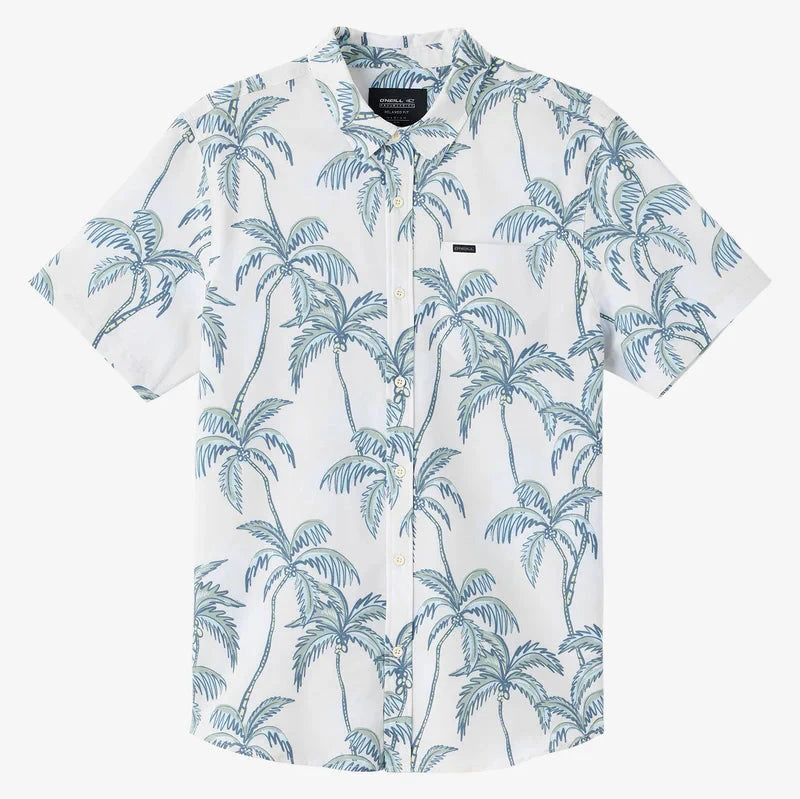 Oneill Traveler Traverse Men's Button Down Shirt UPF 50 - Cream Floral Mens Woven Shirt