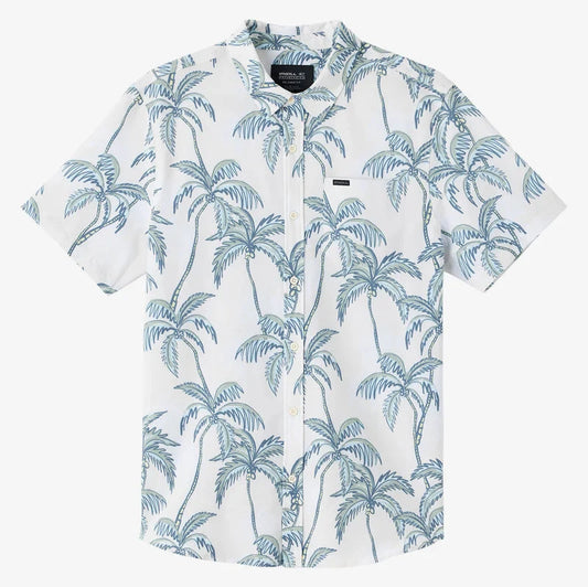 Oneill Traveler Traverse Men's Button Down Shirt UPF 50 - Cream Floral Mens Woven Shirt