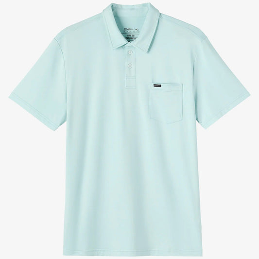 Oneill Trvlr Polo UPF SS Shirt - Heather Turquois Mens Woven Shirt