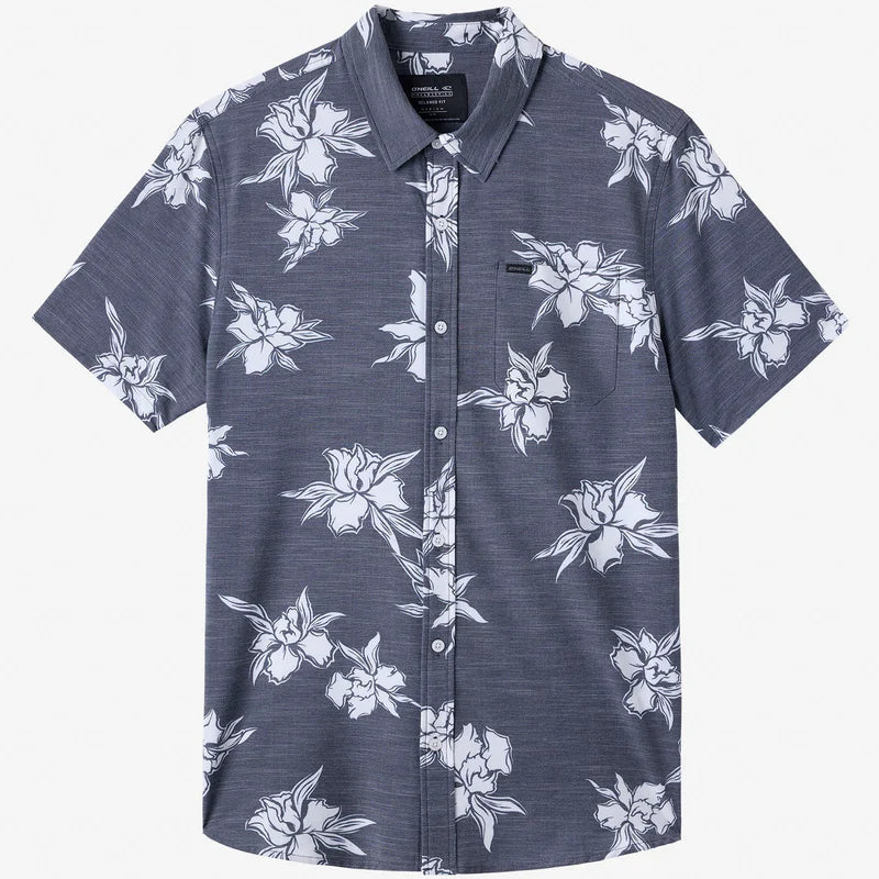 Oneill Trvlr Traverse UPF SS Button Down Shirt - Slub Graphite Mens Woven Shirt