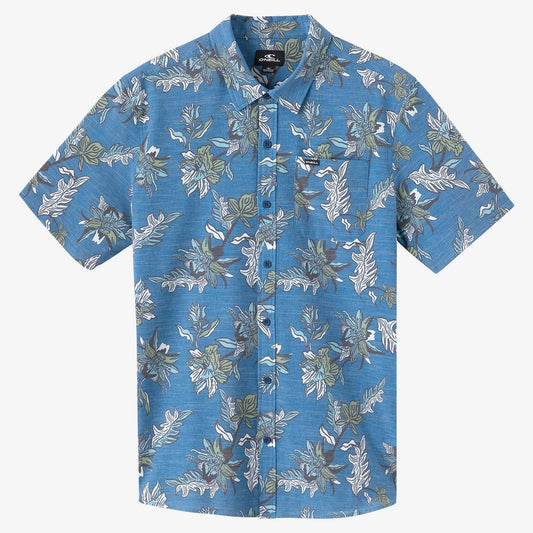 Oneill Trvlr Traverse UPF SS Slub Button Down Shirt - Mid Navy Mens Woven Shirt